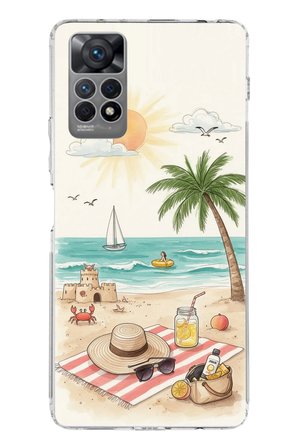 Redmi Note 11 PRO 4G Uyumlu Sulu Boya Sahil ve Deniz Manzaralı Baskılı Silikon Kılıf