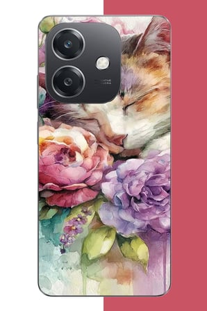 OPPO A3 Uyumlu sulu boya kedi Baskılı Silikon Kılıf