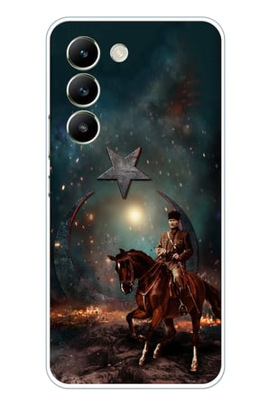 Vivo V30 Lite Uyumlu Atatürk At Üstünde Zafer Baskılı Silikon Kılıf