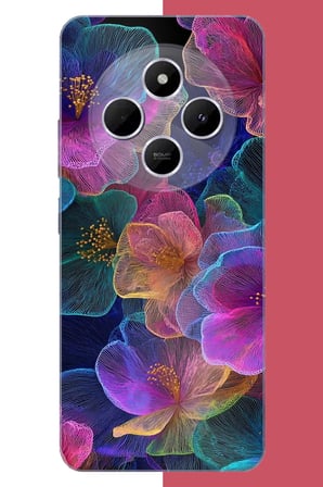 Redmi 14C Uyumlu Neon Çiçekler Baskılı Silikon Kılıf