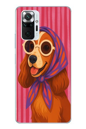 Redmi Note 10 Pro Uyumlu Gözlüklü Köpek Baskılı Silikon Kılıf