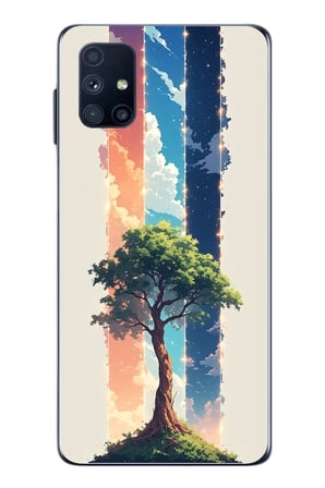 Samsung Galaxy M51 Uyumlu Yalnız Ağaç Dört Mevsim Baskılı Silikon Kılıf