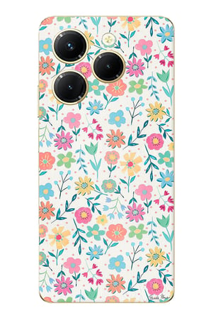 Infinix Hot 40-40 PRO Uyumlu Dekoratif Çiçekler Baskılı Silikon Kılıf