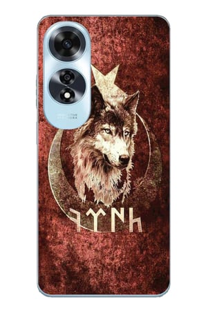 Oppo A60 Uyumlu Göktürk Yazılı ve Bozkurt Desenli Baskılı Silikon Kılıf