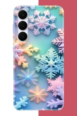 Samsung Galaxy S25 FE Uyumlu renkli kar taneleri Baskılı Silikon Kılıf
