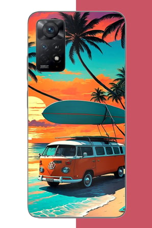 Redmi Note 11E Uyumlu 70'ler surf Baskılı Silikon Kılıf