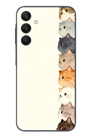 Samsung Galaxy A25 Uyumlu Sıralı Kediler Baskılı Silikon Kılıf