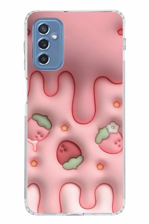 Samsung Galaxy M52 Uyumlu Çilekli Pasta Baskılı Silikon Kılıf