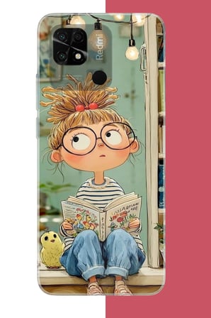 Redmi 10C - POCO C40 Uyumlu kitapçı kız Baskılı Silikon Kılıf