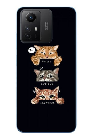 Redmi Note 12S Uyumlu Kedi Halleri Baskılı Silikon Kılıf