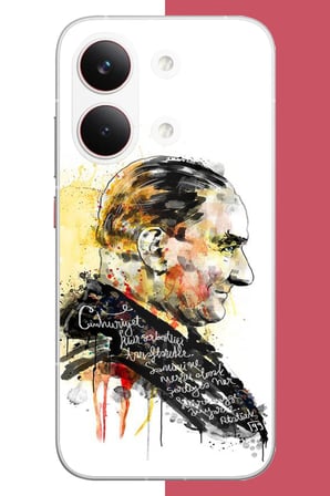 Poco X8 Pro Max Uyumlu sulu boya atatürk Baskılı Silikon Kılıf