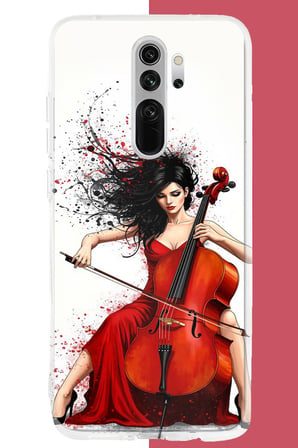 Redmi Note 8 Pro Uyumlu çello çalan kadın Baskılı Silikon Kılıf