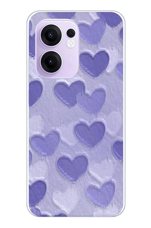 OPPO Reno 13F Uyumlu Mor Kalpler Tasarımlı Baskılı Silikon Kılıf