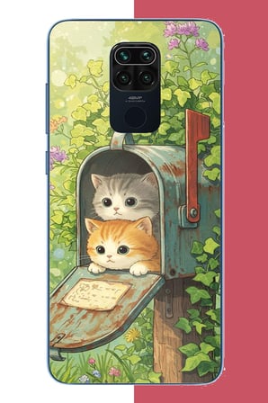 Redmi Note 9 Uyumlu posta kutusundaki kedi Baskılı Silikon Kılıf