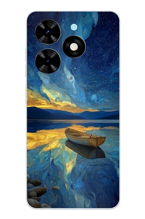 Tecno Spark 20-20C Uyumlu Yıldızlı Gece ve Kayık Manzaralı Baskılı Silikon Kılıf