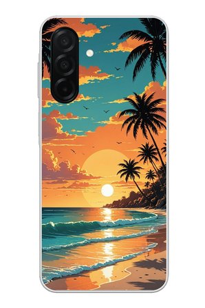 Samsung Galaxy A26 Uyumlu Tropikal Sahil ve Gün Batımı Baskılı Silikon Kılıf