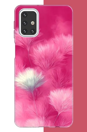 Samsung Galaxy M31s Uyumlu Pembe Tüyler Baskılı Silikon Kılıf