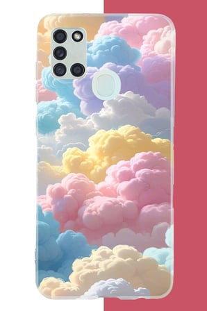 Samsung Galaxy A21S Uyumlu renkli bulut Baskılı Silikon Kılıf
