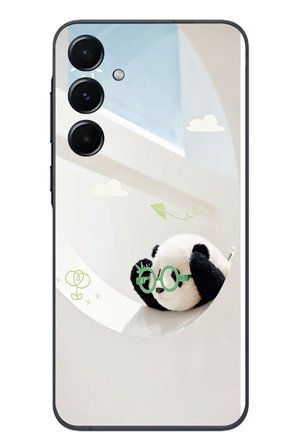 Samsung Galaxy A55 Uyumlu Gözlüklü Panda Baskılı Silikon Kılıf