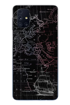 Samsung Galaxy M31s Uyumlu Denizci Dünya Haritası Baskılı Silikon Kılıf