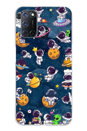 OPPO A52-A72-92 Uyumlu Minik Astronotlar Uzayda Baskılı Silikon Kılıf