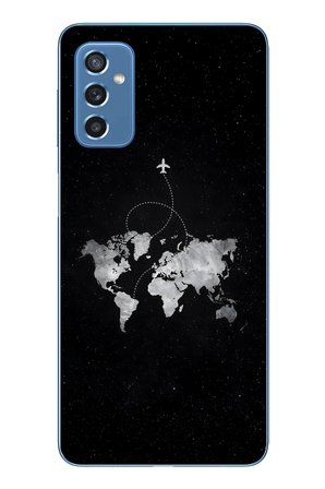 Samsung Galaxy M52 Uyumlu Dünya Haritası Uçuş Baskılı Silikon Kılıf
