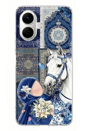 Tecno Spark Go 2 Uyumlu Geleneksel Motifli Beyaz At Baskılı Silikon Kılıf