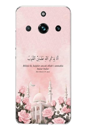 Realme 11 PRO-11 PRO PLUS Uyumlu Rad Suresi Cami ve Güller Baskılı Silikon Kılıf