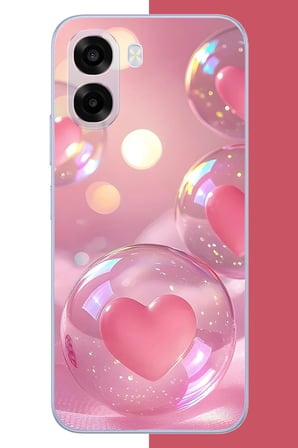 Oppo A6T-A6X Uyumlu Kalp Baloncukları Baskılı Silikon Kılıf