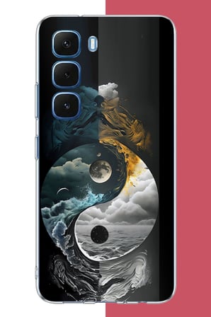 Infinix Hot 60-60i Uyumlu Yin Yang: Gece ve Gündüz Baskılı Silikon Kılıf