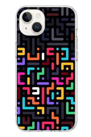 İphone 13/14 Uyumlu Renkli Karışık Çizgiler Baskılı Silikon Kılıf