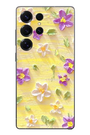 Samsung Galaxy S25 Ultra Uyumlu Mor Papatyalar Baskılı Silikon Kılıf