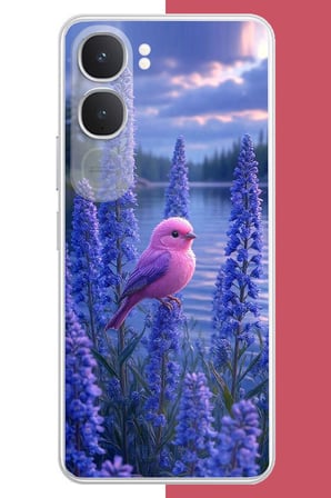 Vivo 315G Uyumlu Lavanta Kuşu Baskılı Silikon Kılıf