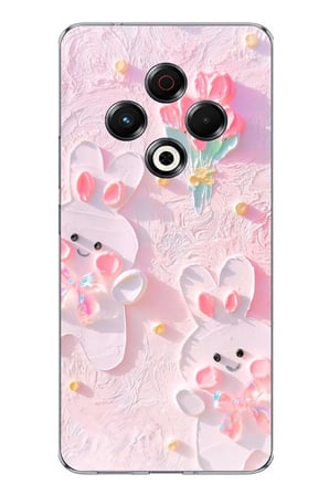 Tecno Spark 30 Uyumlu Sevimli Tavşanlar Baskılı Silikon Kılıf