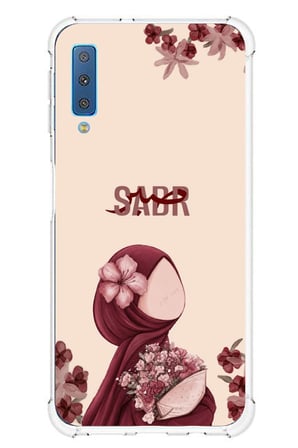 Samsung Galaxy A7 2018 Uyumlu Bordür Çiçekli Sabır Yazılı Baskılı Silikon Kılıf