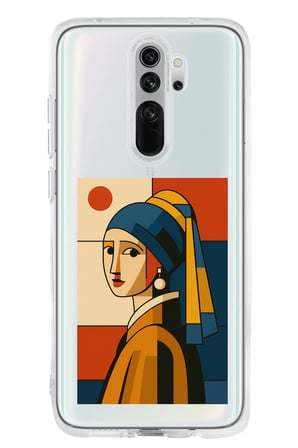 Redmi Note 8 Uyumlu Bauhaus İnci Küpeli Kız Baskılı Silikon Kılıf
