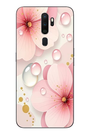 Oppo A5 2020 Uyumlu Damlalı Çiçekler Baskılı Silikon Kılıf