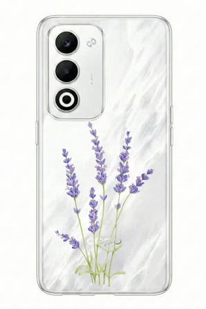 OPPO A5 4G Uyumlu Lavanta Çiçek Tasarımlı Baskılı Silikon Kılıf