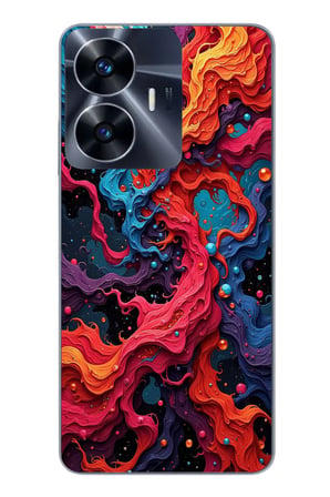 Realme C55 Uyumlu Dalgaların İz Karışımı Baskılı Silikon Kılıf