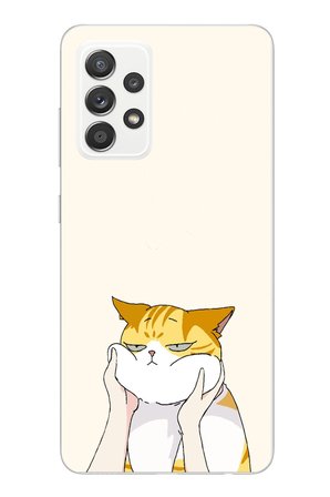 Samsung Galaxy A52 Uyumlu Sarı Kedi Yanakları Baskılı Silikon Kılıf