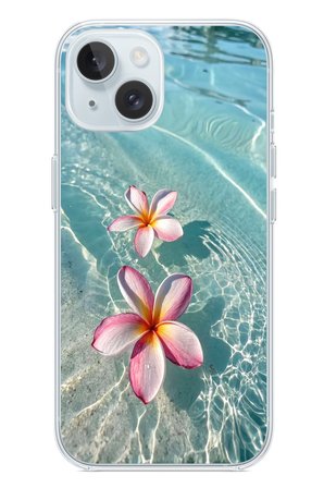 İphone 15 Uyumlu Denizde Çiçekler Baskılı Silikon Kılıf