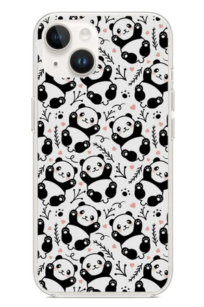iPhone 13-14 Uyumlu Minik Pandalar Baskılı Silikon Kılıf