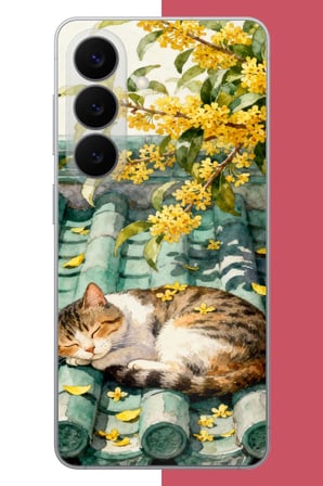 Samsung Galaxy S26 Plus Uyumlu çatıdaki kedi Baskılı Silikon Kılıf
