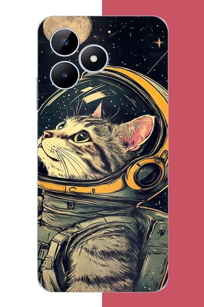Realme Note 50 Uyumlu astronot kedi Baskılı Silikon Kılıf