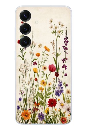 Samsung Galaxy S25 Uyumlu Zarif Çiçekler Baskılı Silikon Kılıf