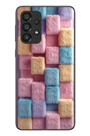 Samsung Galaxy A33 Uyumlu Pembe Tüylü Kareler Baskılı Silikon Kılıf