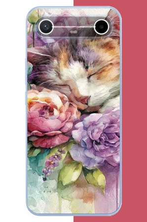Tecno Spark Slim 5G Uyumlu sulu boya kedi Baskılı Silikon Kılıf
