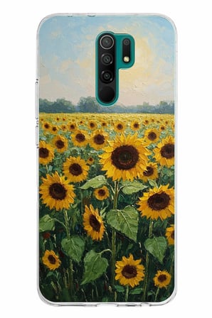 Redmi 9 Uyumlu Ay çiçeği sulu boya Baskılı Silikon Kılıf