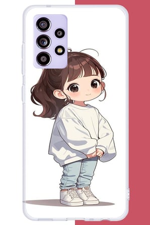 Samsung Galaxy A52-A52S Uyumlu kawaii beyaz sweatshirt kız Baskılı Silikon Kılıf