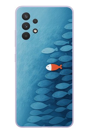 Samsung Galaxy A32 Uyumlu Balıklar Yüzüyor Baskılı Silikon Kılıf